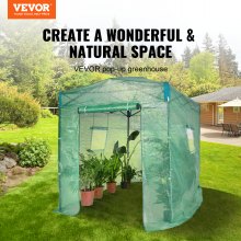 VEVOR Pop Up Greenhouse, 8'x 6'x 7.5' Pop-up Green House, Set Up in Minutes, High Strength PE Cover with Doors & Windows and Powder-Coated Steel Frame, Suitable for Planting and Storage, Green