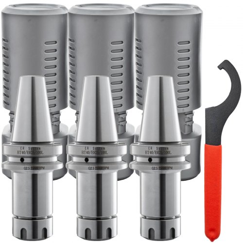 3pcs Bt40 Er25 Collet Chuck Tool Holder 4" Smooth Hardened Ground