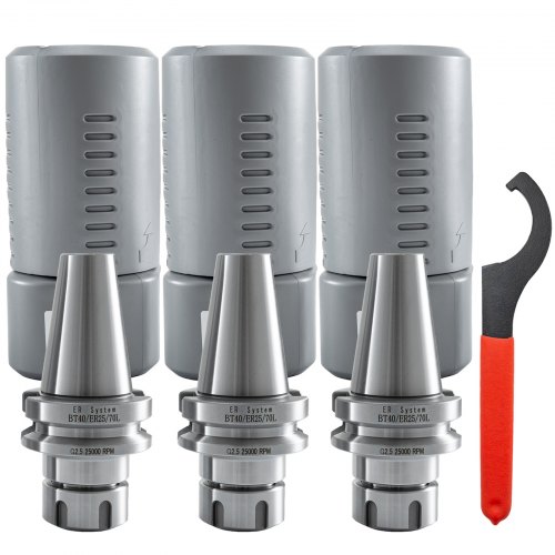 VEVOR 3pcs BT40 ER25 Collet Chuck Tool Holder 2.75" + Spanner Wrench 25000Rpm