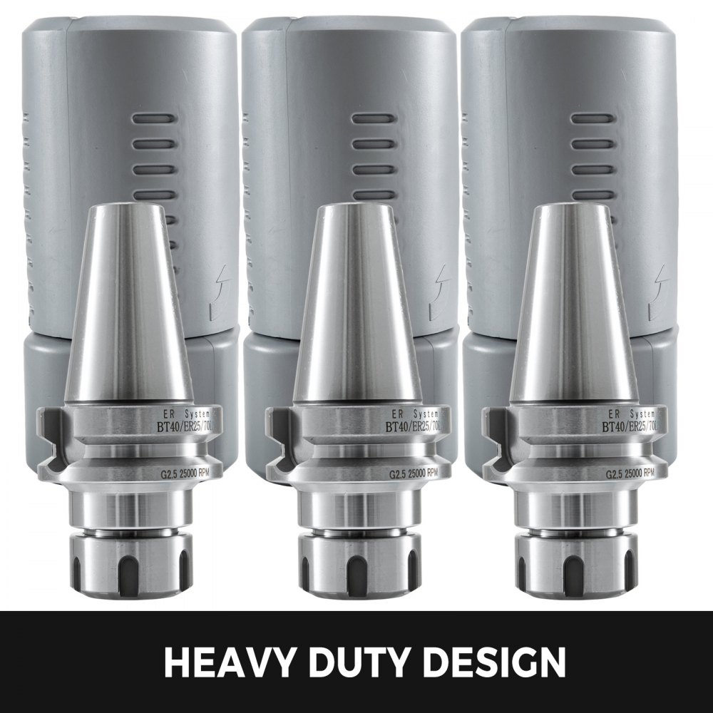VEVOR 3pcs BT40 ER25 Collet Chuck Tool Holder 2.75" + Spanner Wrench 25000Rpm