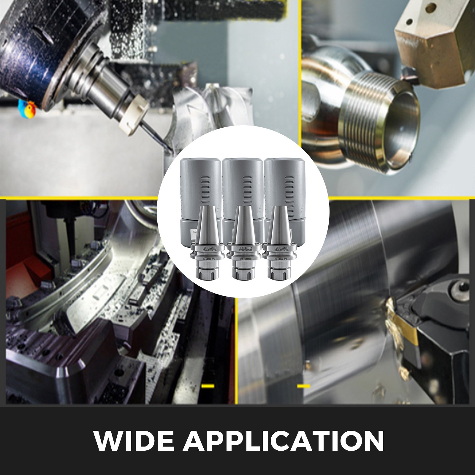 VEVOR 3pcs BT40 ER25 Collet Chuck Tool Holder 2.75" + Spanner Wrench 25000Rpm