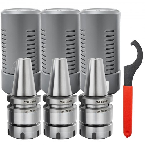 3pcs BT40 ER40 Collet Chuck Tool Holder 3.15'' 80mm 40Cr Frame Smooth Ground