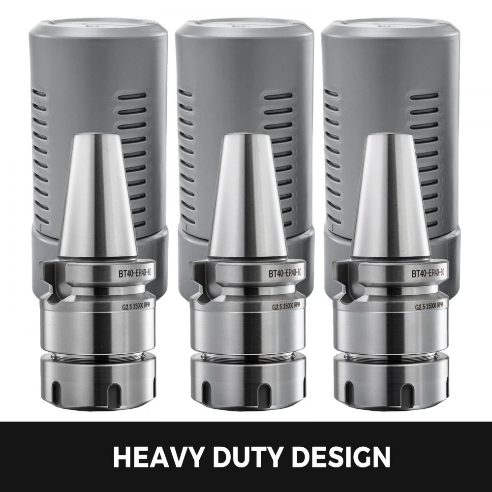 3pcs BT40 ER40 Collet Chuck Tool Holder 3.15'' 80mm 40Cr Frame Smooth Ground