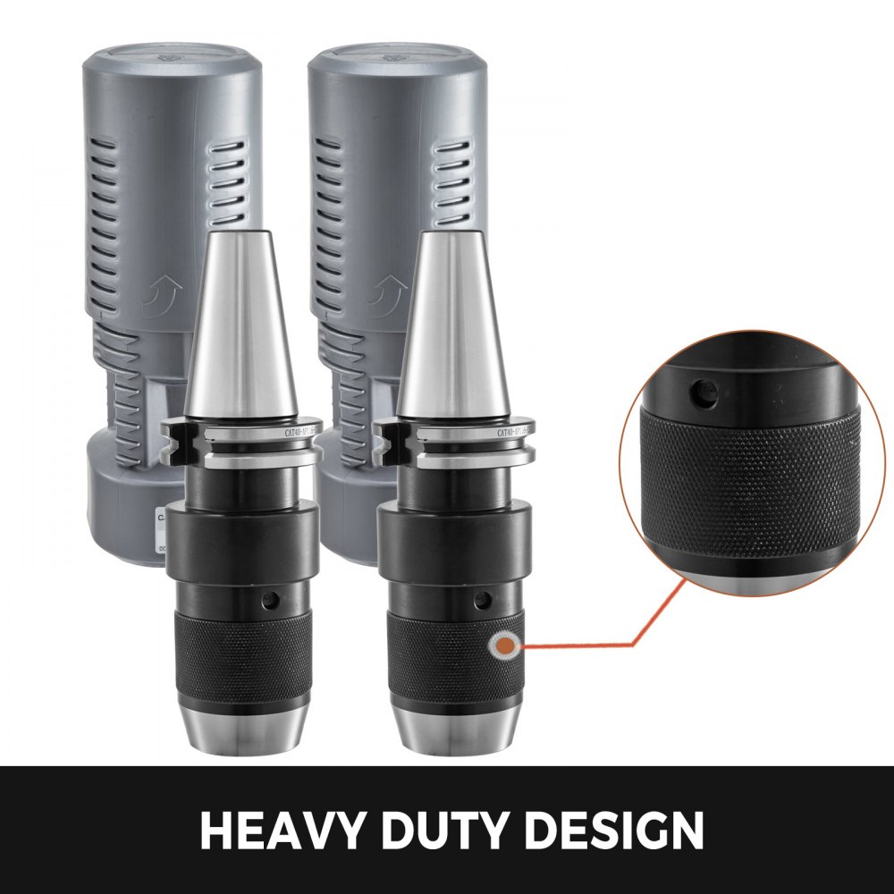 VEVOR 2pcs CAT40 Keyless Drill Chucks 5/8" APU16-120 Ground Wrench Included
