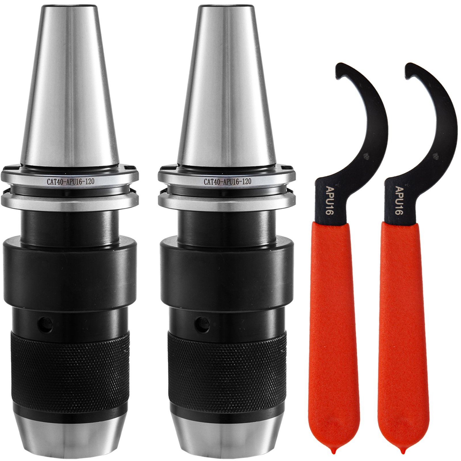 VEVOR 2pcs CAT40 Keyless Drill Chucks 5/8" APU16-120 Ground Wrench Included