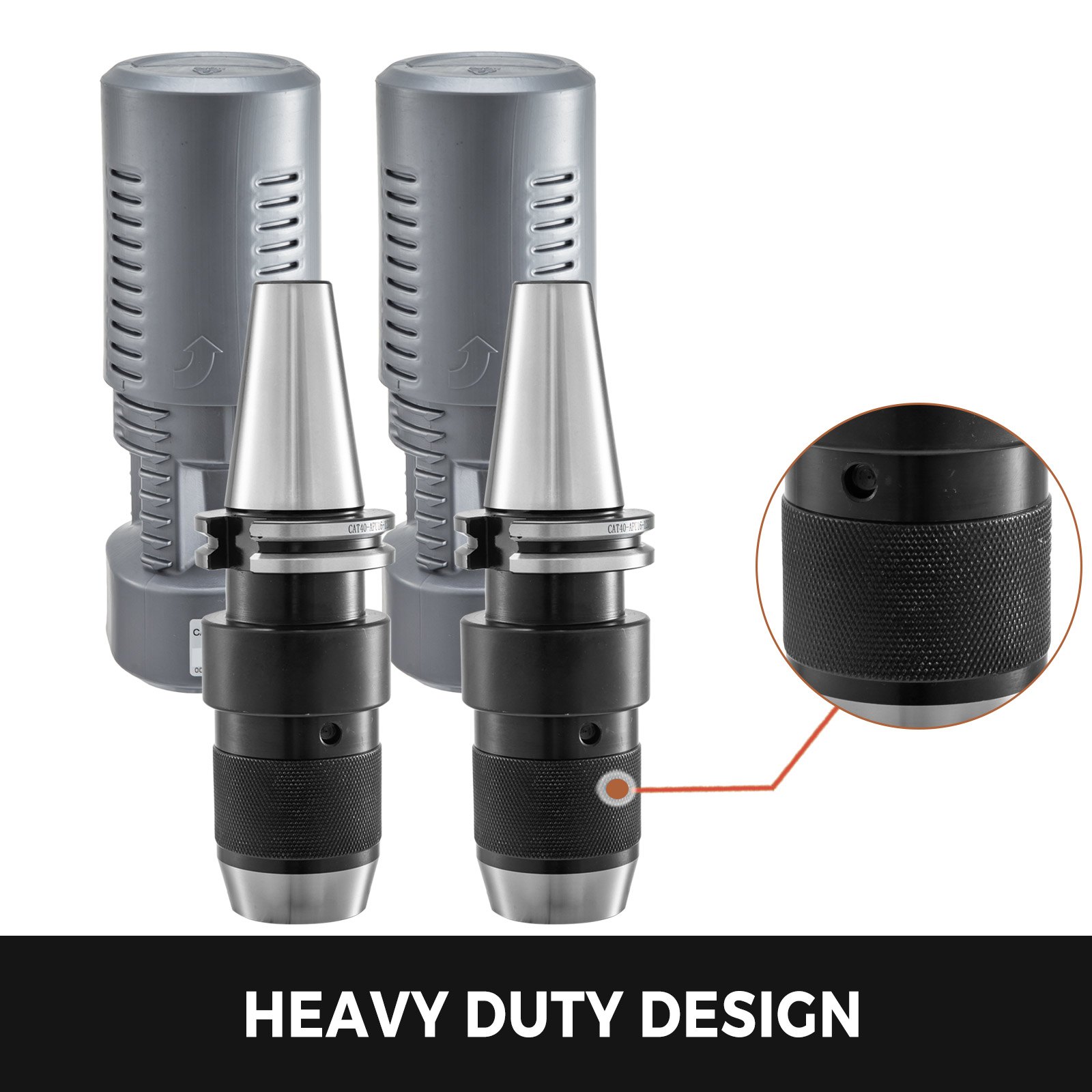 VEVOR 2pcs CAT40 Keyless Drill Chucks 5/8" APU16-120 Ground Wrench Included