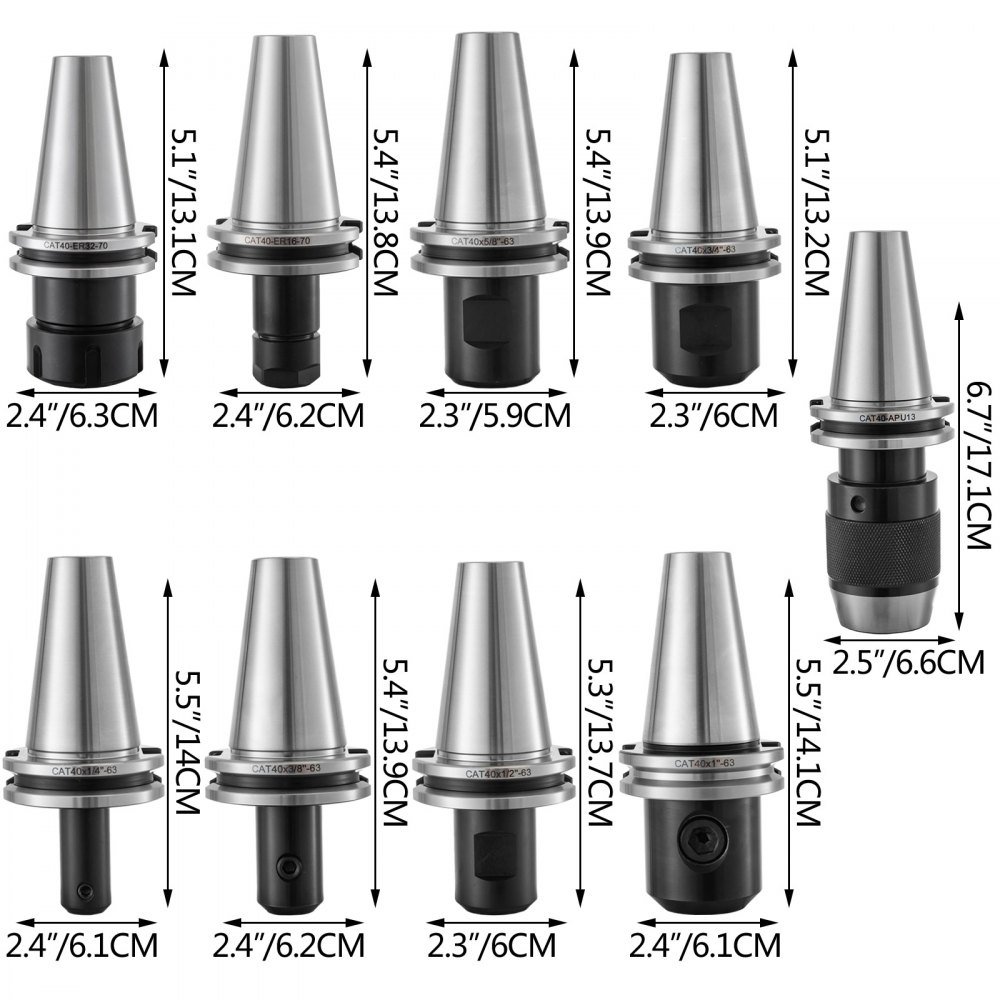 VEVOR Collet Chuck, CAT40 ER16 ER32, Drill Chuck Tool Holder with 16 pcs Pull Studs, for HAAS CNC Engraving Machine Milling Lathe