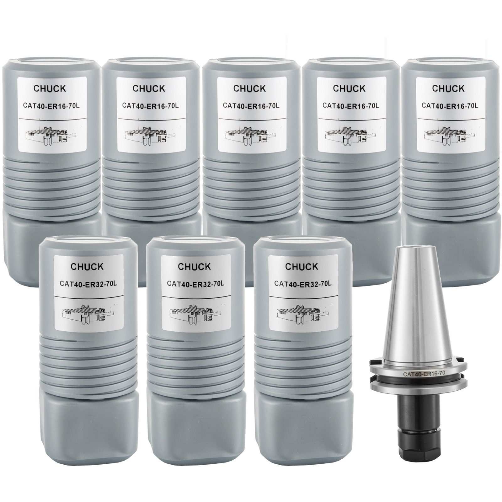 CAT40 5PC ER32 3PC ER16 Collet Chuck 2.75" (70mm) Smooth Collet Set Durable