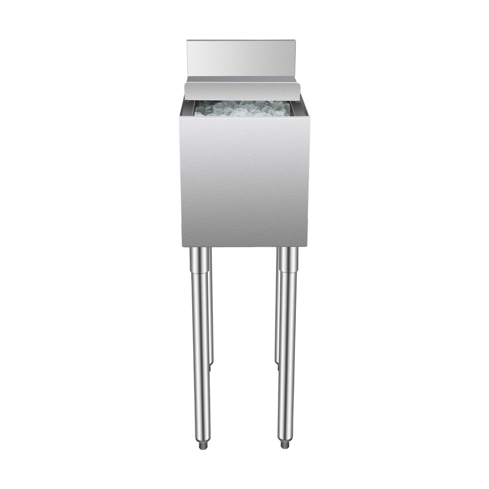 VEVOR Commercial Ice Bin, 28 L Underbar Ice Bin, 12 x 19 x 37 in Stainless Steel Ice Chest with Sliding Lid, Bottle Holders, Adjustable Bullet Feet, Cooler Cart Cocktail Unit for Bar Restaurant Pub