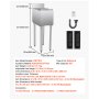 VEVOR Commercial Ice Bin, 28 L Underbar Ice Bin, 12 x 19 x 37 in Stainless Steel Ice Chest with Sliding Lid, Bottle Holders, Adjustable Bullet Feet, Cooler Cart Cocktail Unit for Bar Restaurant Pub