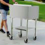 VEVOR Commercial Ice Bin, 61.6 L Rolling Ice Chest on Wheels, 24 x 19.1 x 36.8 in Stainless Steel Cooler Cart with Sliding Lid, Bottom Storage Tray, Adjustable Bullet Feet, for Bar, Restaurant, Pub