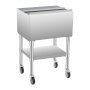 VEVOR Commercial Ice Bin, 61.6 L Rolling Ice Chest on Wheels, 24 x 19.1 x 36.8 in Stainless Steel Cooler Cart with Sliding Lid, Bottom Storage Tray, Adjustable Bullet Feet, for Bar, Restaurant, Pub