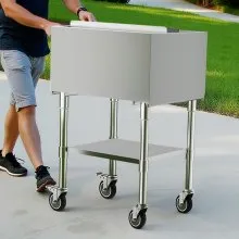 Commercial Ice Bin 61.6 L Rolling Ice Chest on Wheels with Bottom Storage Tray