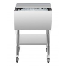 Commercial Ice Bin 61.6 L Rolling Ice Chest on Wheels with Bottom Storage Tray