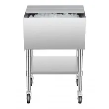 Commercial Ice Bin 61.6 L Rolling Ice Chest on Wheels with Bottom Storage Tray