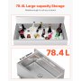 VEVOR Commercial Ice Bin 78.4 L Underbar Ice Bin with Sliding Lid for Kitchens