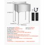 Hielera comercial VEVOR de 78,4 L para debajo de la barra, de acero inoxidable de 76,2 x 48,2 x 94,4 cm, con tapa deslizante, portabotellas y patas ajustables. Carrito refrigerador para cócteles, ideal para bar, restaurante y pub.