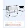 VEVOR Commercial Ice Bin, 100.7 Qt Max Capacity, 36 x 19 x 35 Inch Stainless Steel Ice Chest with Sliding Lid and Bottle Holders, Cooler Cart Cocktail Unit for Bar Restaurant Pub, NSF Certified