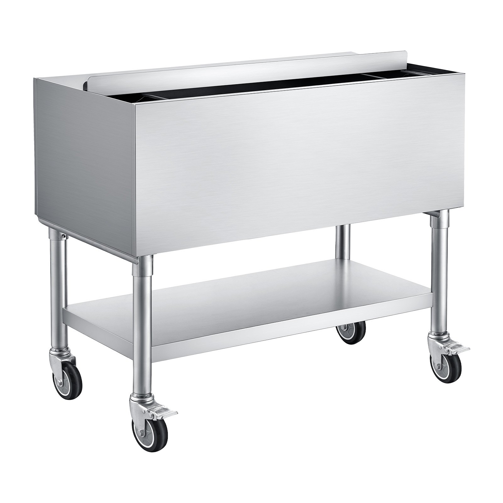 VEVOR Commercial Ice Bin, 100.7 Qt Max Capacity, 36 x 19 x 35 Inch Stainless Steel Ice Chest with Sliding Lid and Bottle Holders, Cooler Cart Cocktail Unit for Bar Restaurant Pub, NSF Certified