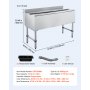 VEVOR Commercial Ice Bin, 137.4 Qt Max Capacity, 48 x 19 x 33 Inch Stainless Steel Ice Chest with Sliding Lid and Bottle Holders, Cooler Cart Cocktail Unit for Bar Restaurant Pub, NSF Certified