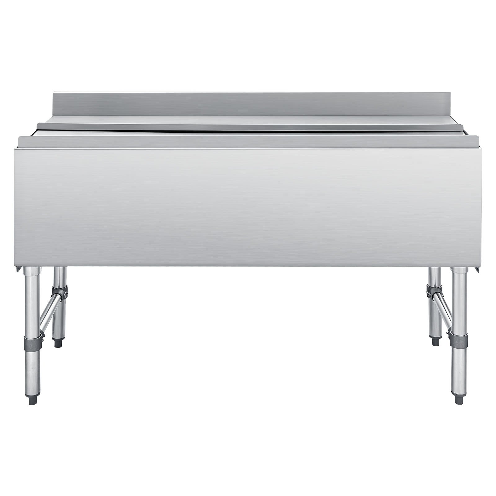 VEVOR Commercial Ice Bin, 137.4 Qt Max Capacity, 48 x 19 x 33 Inch Stainless Steel Ice Chest with Sliding Lid and Bottle Holders, Cooler Cart Cocktail Unit for Bar Restaurant Pub, NSF Certified