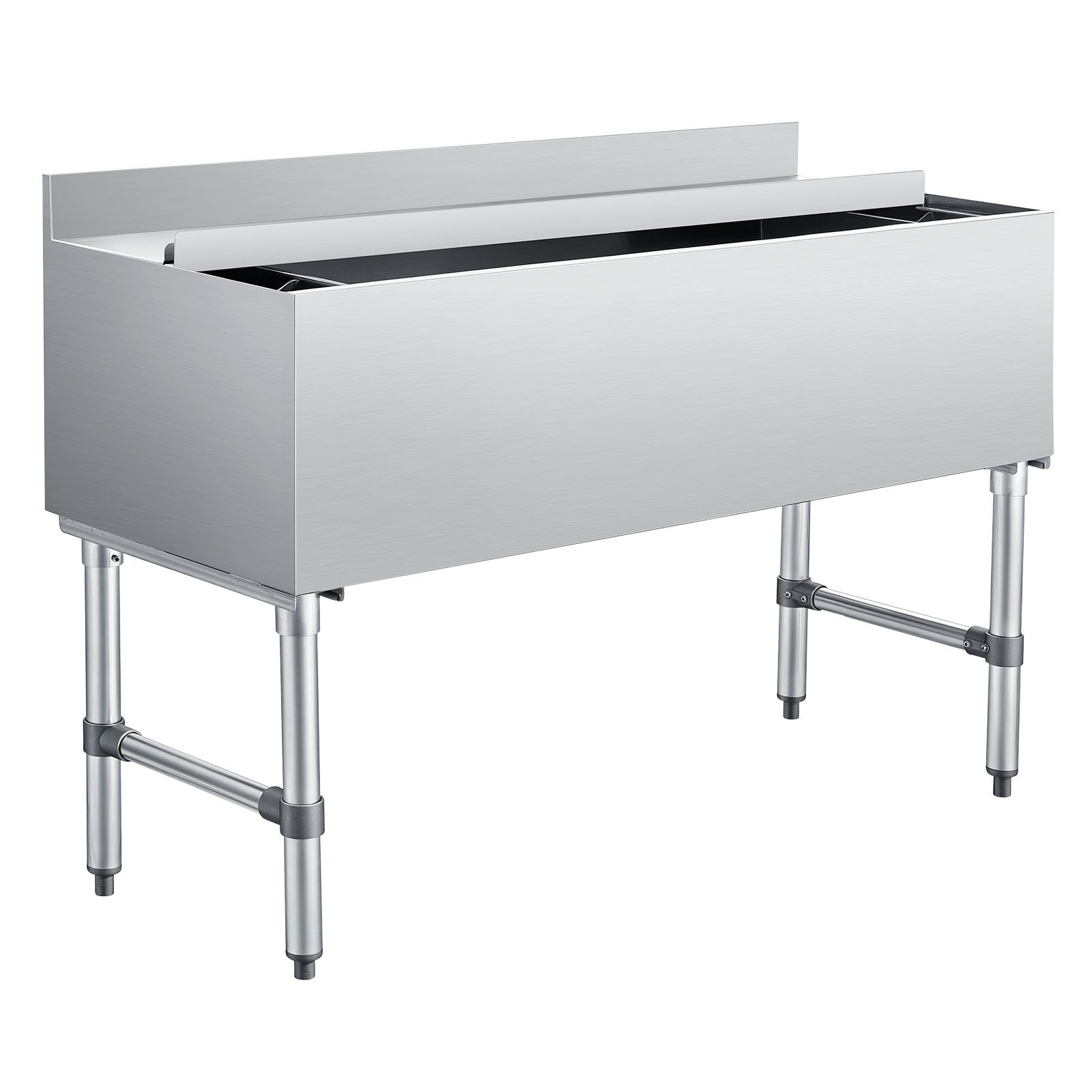 VEVOR Commercial Ice Bin, 137.4 Qt Max Capacity, 48 x 19 x 33 Inch Stainless Steel Ice Chest with Sliding Lid and Bottle Holders, Cooler Cart Cocktail Unit for Bar Restaurant Pub, NSF Certified