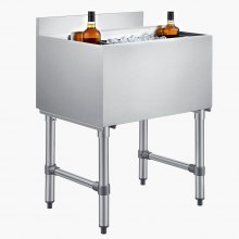 VEVOR Commercial Ice Bin, 82.9 Qt Max Capacity, 30 x 19 x 33 Inch Stainless Steel Ice Chest with Sliding Lid and Bottle Holders, Cooler Cart Cocktail Unit for Bar Restaurant Pub, NSF Certified