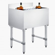 VEVOR Commercial Ice Bin, 65.1 Qt Max Capacity, 24 x 19 x 33 Inch Stainless Steel Ice Chest with Sliding Lid and Bottle Holders, Cooler Cart Cocktail Unit for Bar Restaurant Pub, NSF Certified