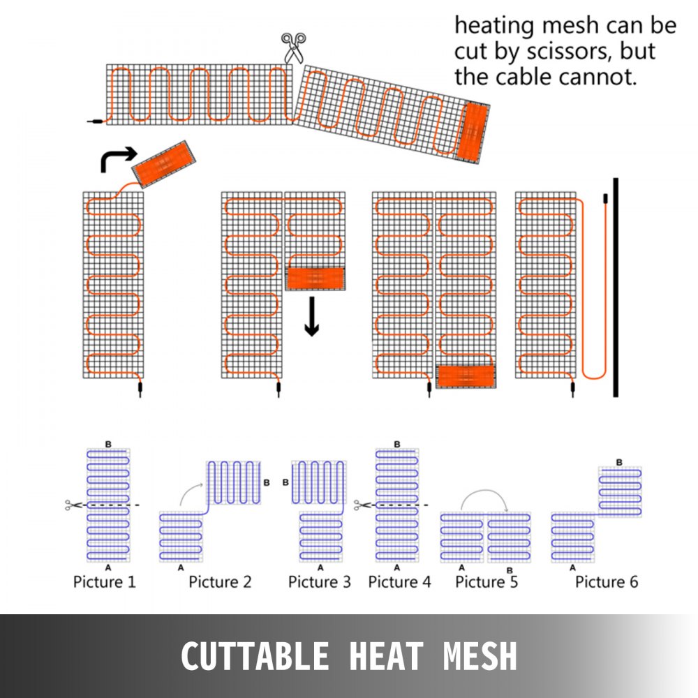 80 Sqft Electric Tile Radiant Warm Floor Heated Kit System Mat With Thermostat