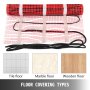 VEVOR 90 Sqft 120V Electric Radiant Floor Heating Mat with Alarmer and Programmable Floor Sensing Thermostat Self-Adhesive Mesh Underfloor Heat Warming Systems Mats Kit