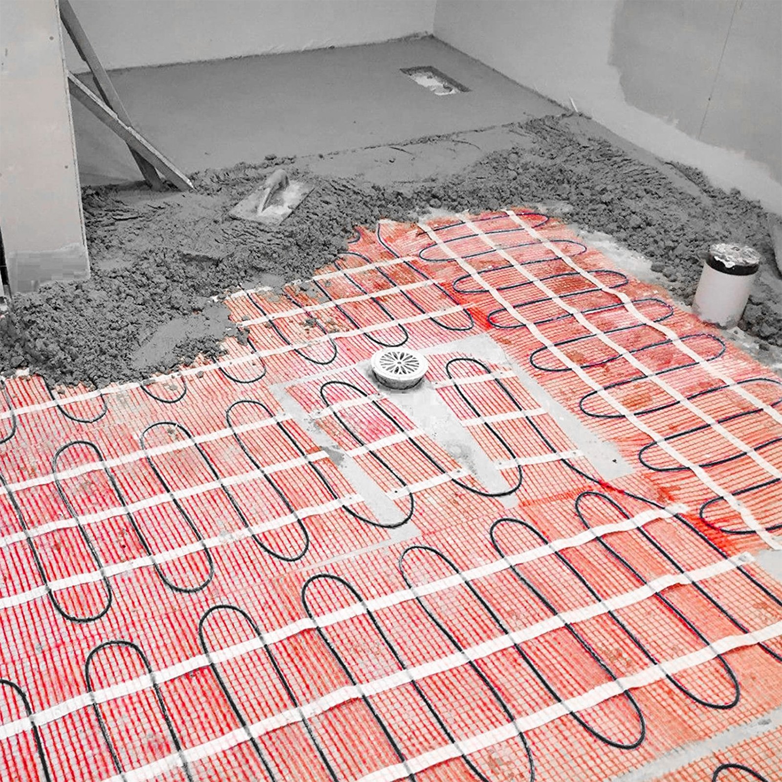 VEVOR 90 Sqft 120V Electric Radiant Floor Heating Mat with Alarmer and Programmable Floor Sensing Thermostat Self-Adhesive Mesh Underfloor Heat Warming Systems Mats Kit
