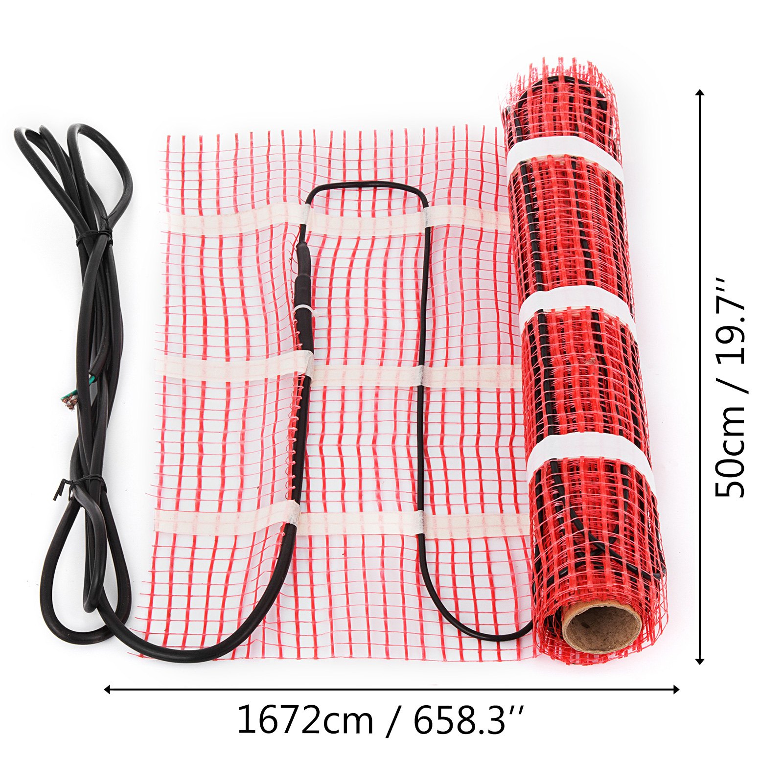 VEVOR 90 Sqft 120V Electric Radiant Floor Heating Mat with Alarmer and Programmable Floor Sensing Thermostat Self-Adhesive Mesh Underfloor Heat Warming Systems Mats Kit