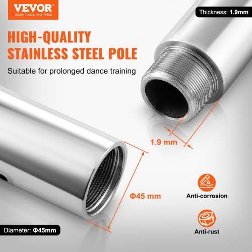 Dropship VEVOR Professional Dancing Pole, Spinning Static Dancing Pole Kit Portable Removable Pole 40mm Heavy Duty Stainless Steel Pole Height Adjustable Fitness Pole For Exercise Home Club Gym Pink