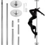 Profesionálna tanečná palica VEVOR, súprava statických tanečných tyčí, prenosná odnímateľná tyč, 45 mm odolná palica z nehrdzavejúcej ocele, výškovo nastaviteľná posilňovacia palica, pre domácu posilňovňu na cvičenie, strieborná