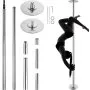 VEVOR Professional Dancing Pole, Spinning Static Dancing Pole Kit, Portable Removable Pole, 45mm Heavy-Duty Stainless Steel Pole, Height Adjustable Fitness Pole, for Exercise Home Club Gym, Silver