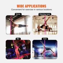 VEVOR professionel dansestang, roterende statisk dansestangsæt, bærbar aftagelig stang, 40 mm kraftig rustfri stålstang, højdejusterbar fitnessstang, til træningscenter, lyserød