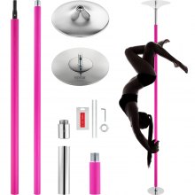 Profesionálna tanečná palica VEVOR, súprava statických tanečných tyčí, prenosná odnímateľná tyč, 40 mm odolná palica z nehrdzavejúcej ocele, výškovo nastaviteľná posilňovacia palica, pre domácu posilňovňu na cvičenie, ružová