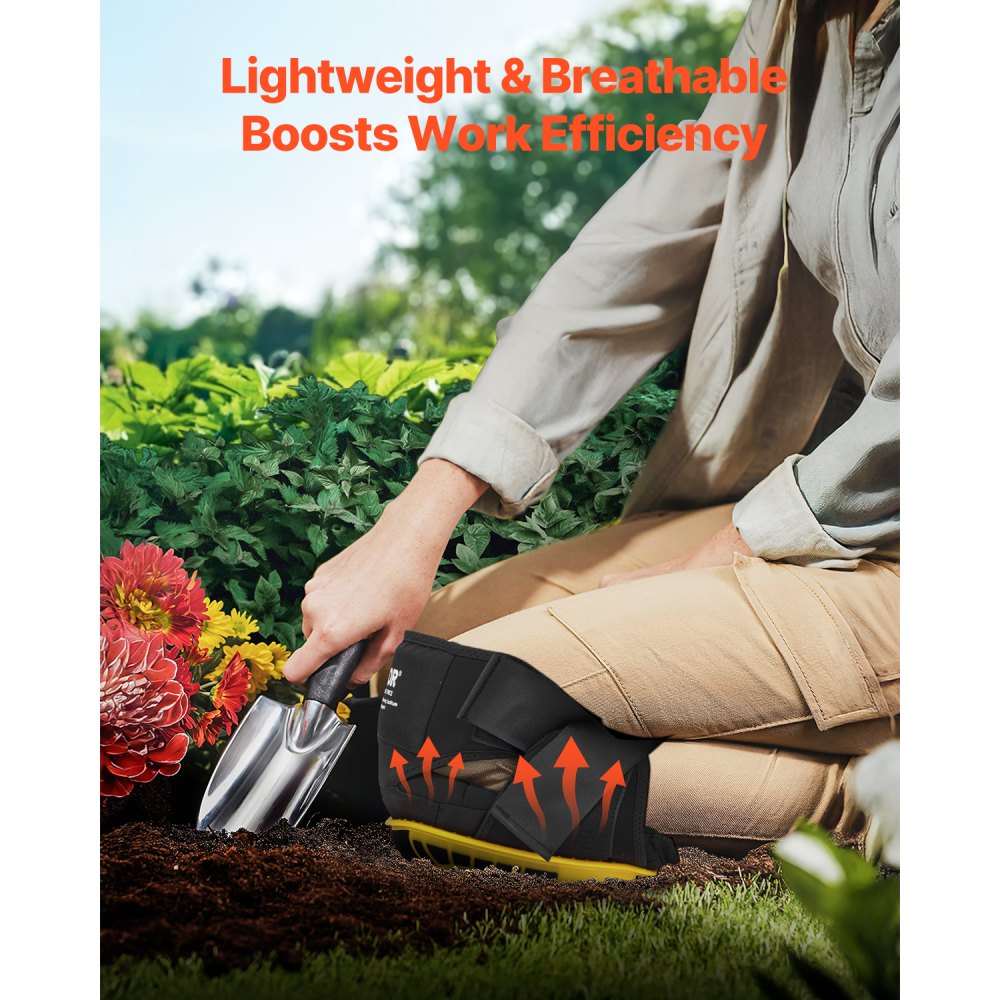 VEVOR Knee Pads for Work, Extended Heavy Duty Construction Knee Pads with 2 Extension Straps, Anti-slip Foam Gel Knee Pads, Men & Women, for Gardening Flooring Roofing and Cleaning, Yellow and Black