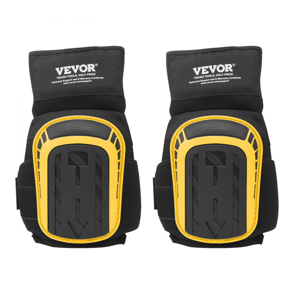 VEVOR Knee Pads for Work, Extended Heavy Duty Construction Knee Pads with 2 Extension Straps, Anti-slip Foam Gel Knee Pads, Men & Women, for Gardening Flooring Roofing and Cleaning, Yellow and Black