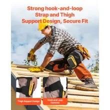 VEVOR Knee Pads for Work, Extended Heavy Duty Construction Knee Pads with 2 Extension Straps, Foam Gel Cushion, Anti-slip for Gardening Flooring Roofing and Cleaning, Men & Women, Yellow and Black