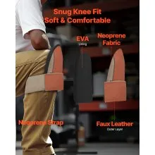 VEVOR Knee Pads for Work Durable Leather Construction Pads Washable Extra Thick