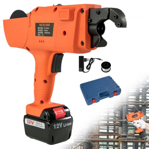 12v Automatic Handheld Rebar Tier Tool Strapping 8mm-34mm Tying Machine+charger