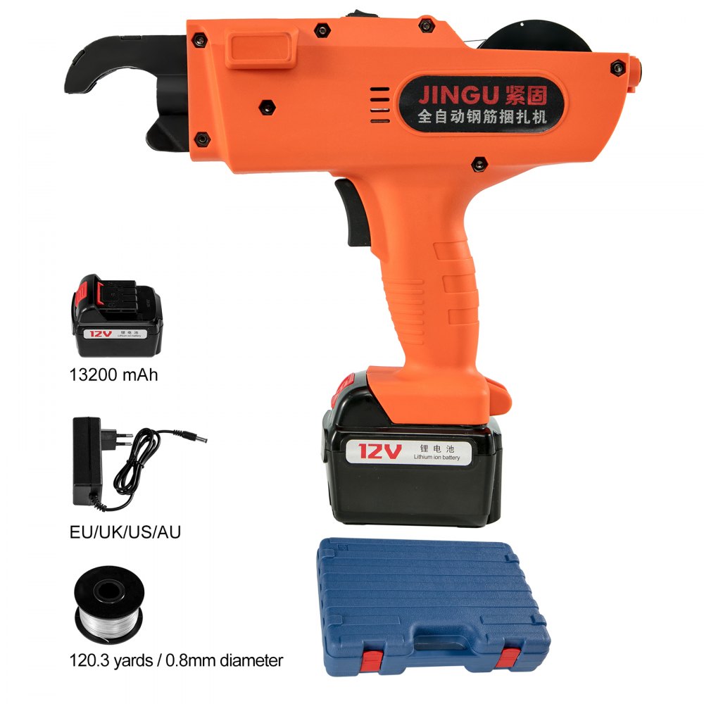 12v Automatic Handheld Rebar Tier Tool Strapping 8mm-34mm Tying Machine+charger