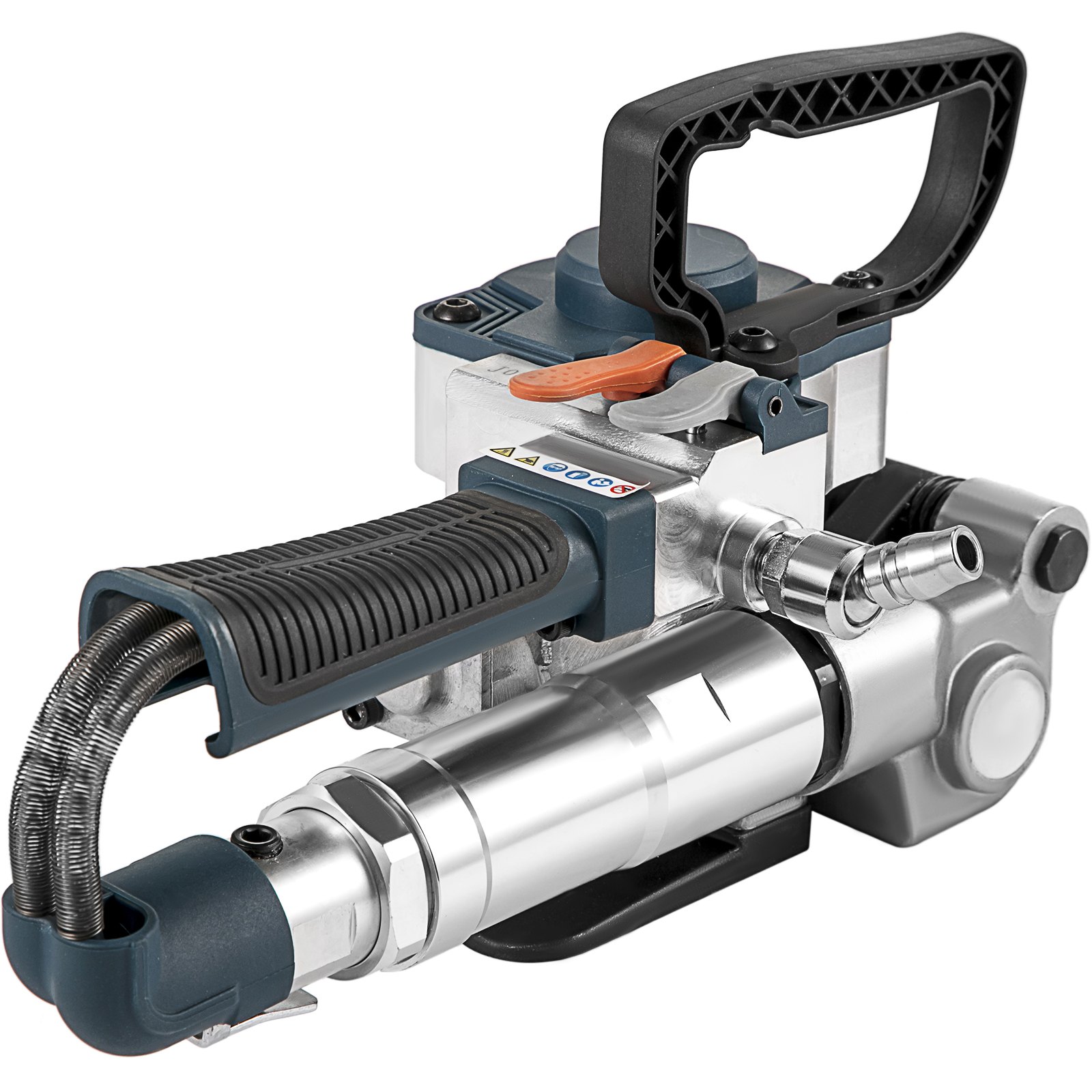 VEVOR pneumatic strapping tool with ergonomic handle and metallic finish.