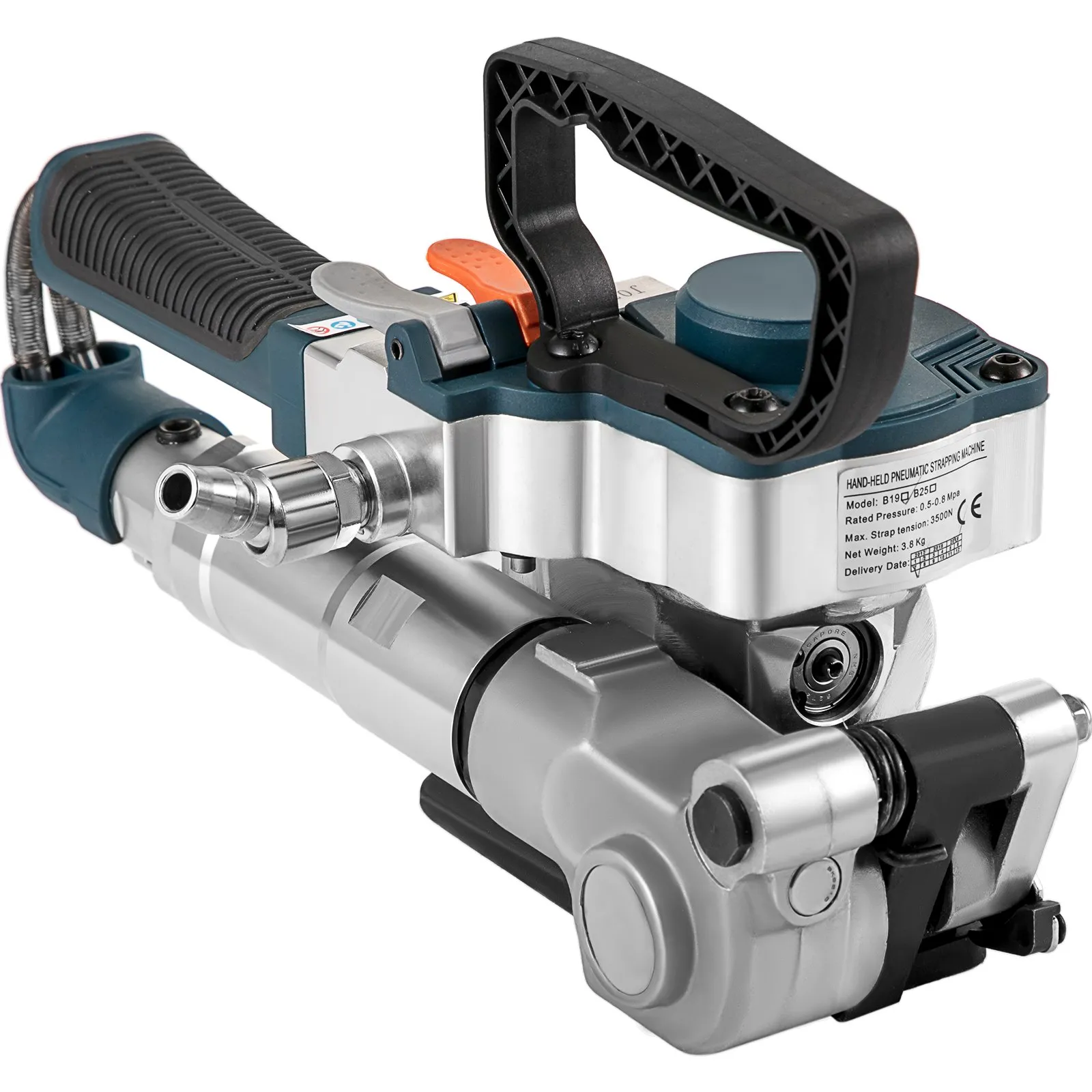 VEVOR pneumatic strapping tool with ergonomic grip and metal body.