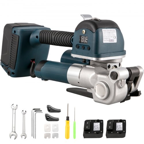 VEVOR Electric Strapping Tool DD19A Handheld Strapping Machine for 0.4-0.7inch Width PP/PET Belt, Electric Welding Strapping Tool with 400-3500N Adjustable Tension, Battery Power Strapping Machine