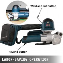 VEVOR Electric Strapping Tool DD19A Handheld Strapping Machine for 0.4-0.7inch Width PP/PET Belt, Electric Welding Strapping Tool with 400-3500N Adjustable Tension, Battery Power Strapping Machine