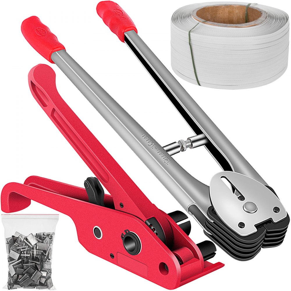 VEVOR Manual Pallet Strapping Banding Kit, PET/PP Manual Strapping Tools Packing Machine 1000M Hand Strapping, Tensioner & Sealer for 12mm Strapping