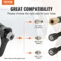 VEVOR pressure washer gun compatibility guide with 3/8" quick connector and m22 adapters.