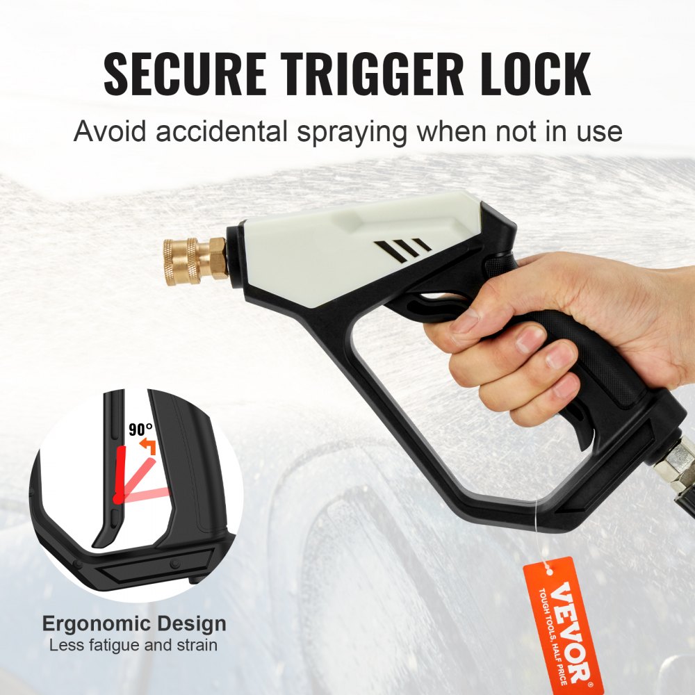 VEVOR 1/4'' High Pressure Washer Gun 5000PSI Power Wash Foam Spray w/ Nozzle